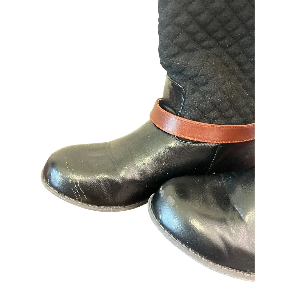 Tommy Hilfiger Girls Andrea Equine Riding‎ Boots Black Cognac Brown Size 3 PM-42